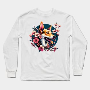 Portuguese Podengo Pequeno and Spring's Cherry Blossoms Long Sleeve T-Shirt